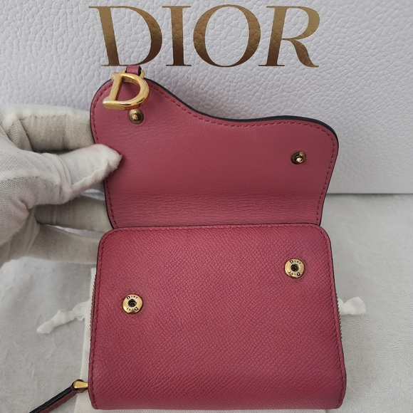 Auth Dior Montiagne Saddle Pink Trifold Wallet - Picture 6 of 10